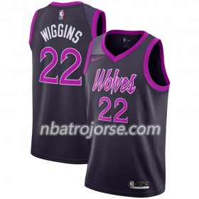 Män Minnesota Timberwolves Tröja Andrew Wiggins 22 2018-19 Nike City Edition Lila Swingman
